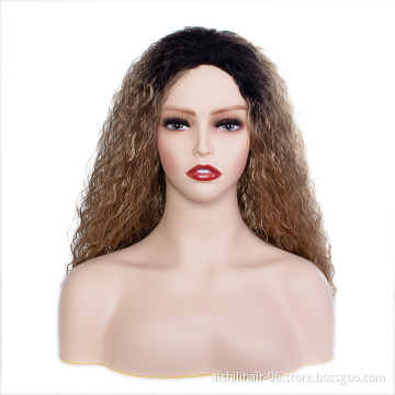 Long synthetic wigs heat resistant fiber ombre black to brown water wave fiber synthettic hair wigs for women